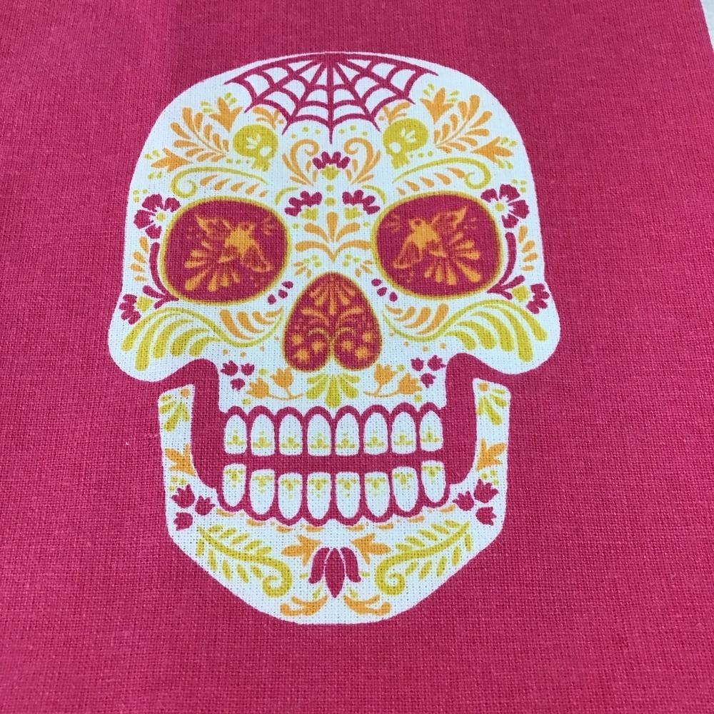Day of Dead Kitchen Towel Sugar Skull Hot Pink Destination Holiday Marigold - Picture 10 of 12